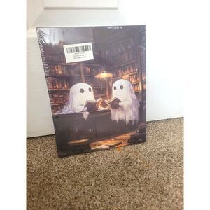 Cute Ghost Reading Books Canvas Wall Art Library Halloween Decor 8x10 New